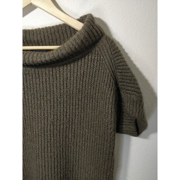 3/$20 Zara Brown Mohair Wool Blend Knit Off Shoulder Sweater Tunic M - Picture 2 of 7